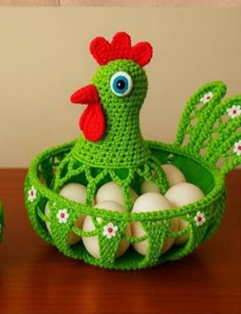 crochet rooster egg holder