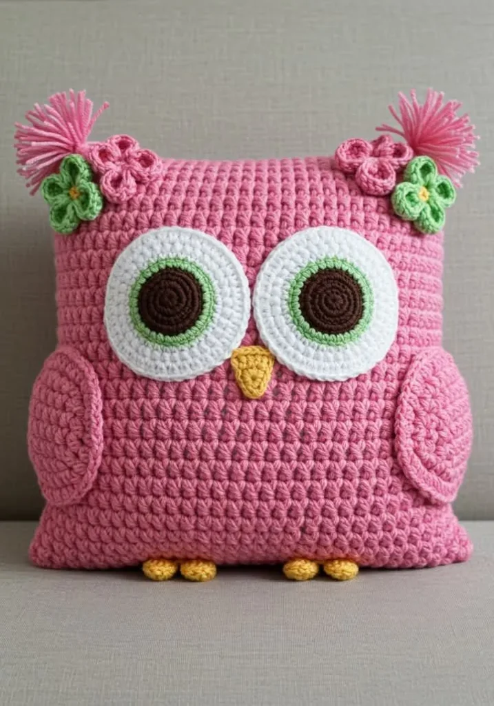 Crochet Owl Pillow